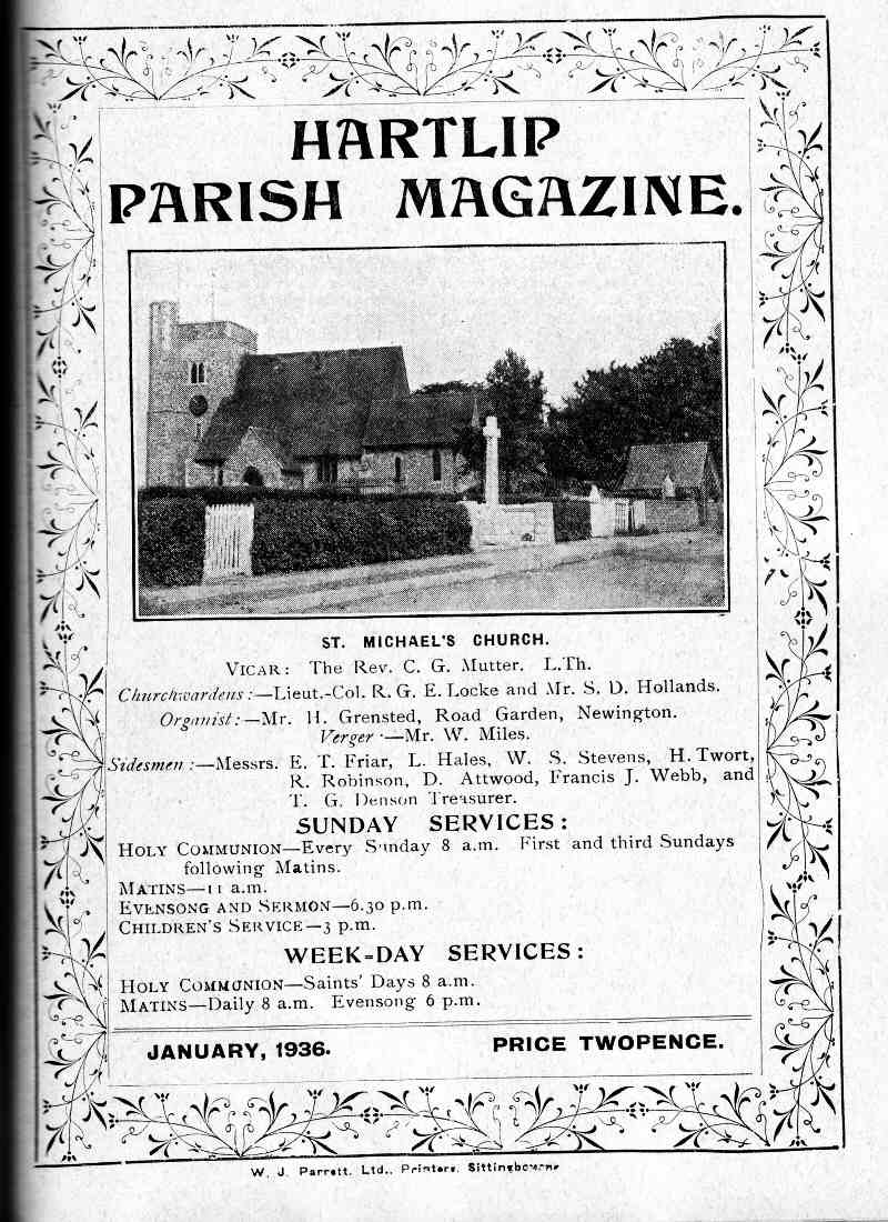 Parish Magazine page number 1 for Jan 1936