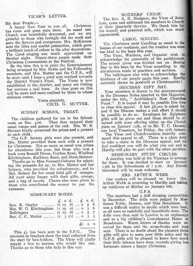 Parish Magazine page number 2 for Jan 1936