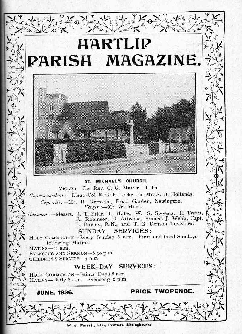 Parish Magazine page number 1 for Jun 1936