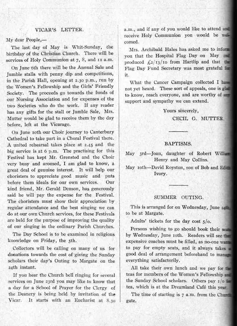 Parish Magazine page number 2 for Jun 1936