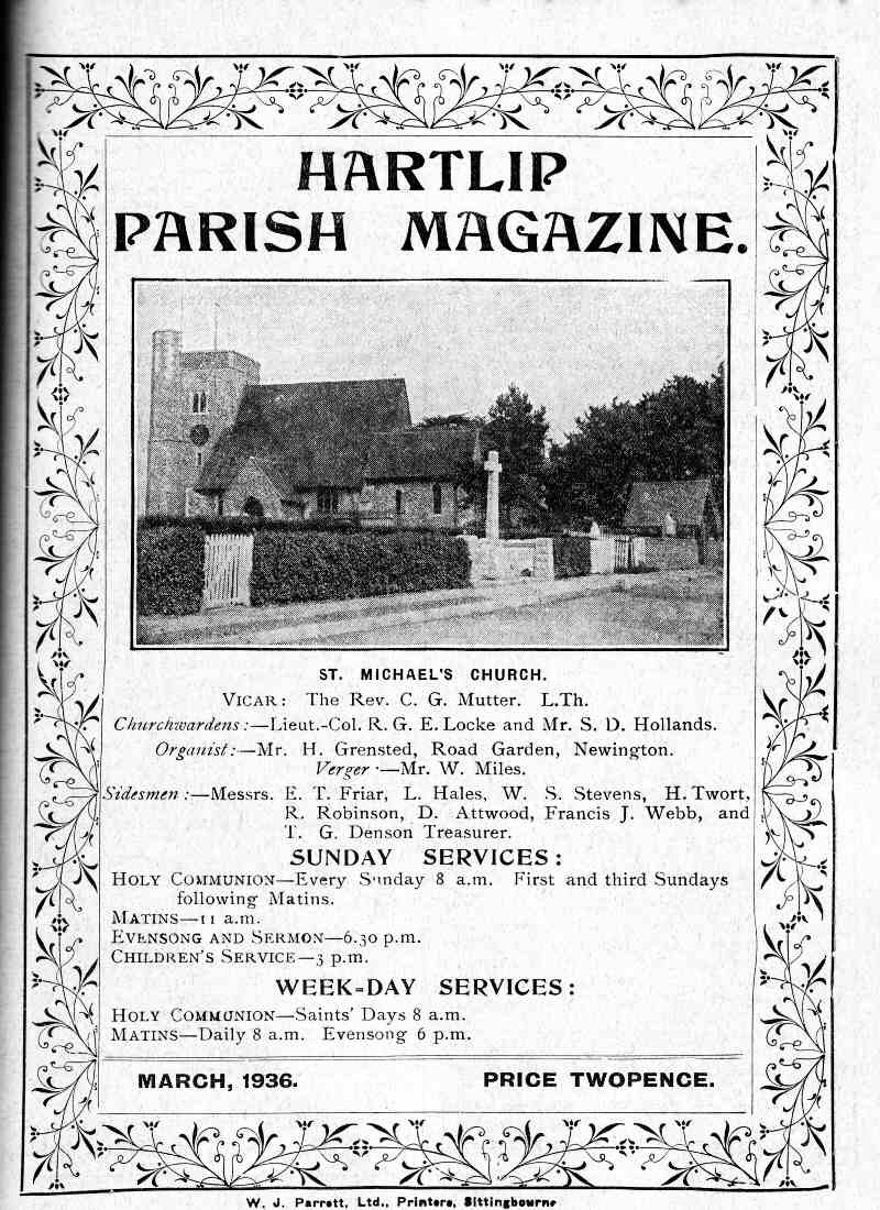 Parish Magazine page number 1 for Mar 1936