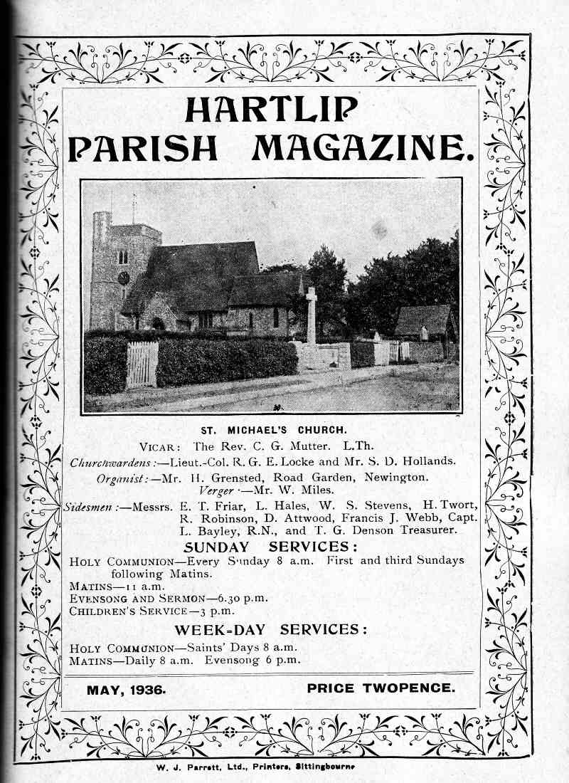 Parish Magazine page number 1 for May 1936