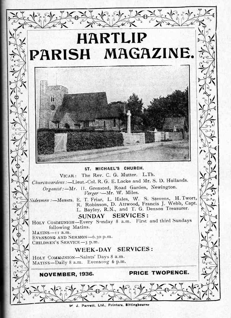 Parish Magazine page number 1 for Nov 1936