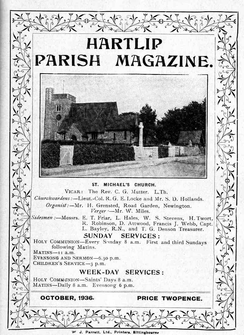 Parish Magazine page number 1 for Oct 1936