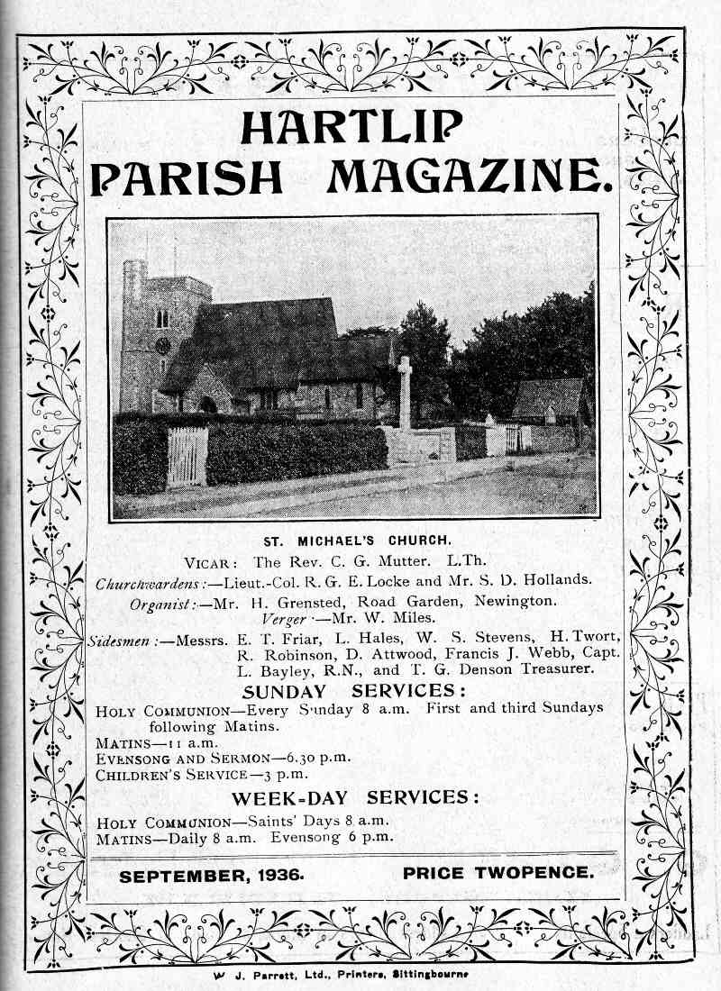 Parish Magazine page number 1 for Sep 1936