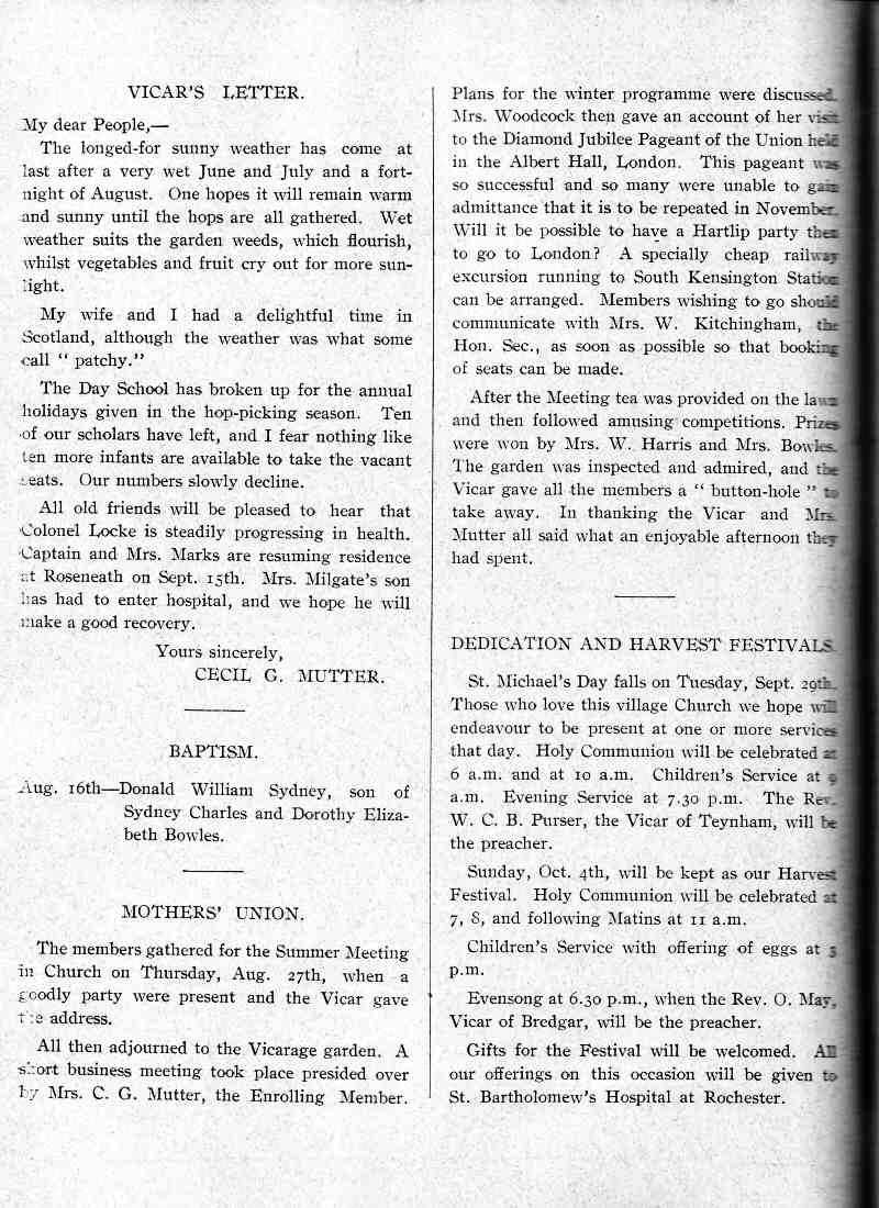 Parish Magazine page number 2 for Sep 1936