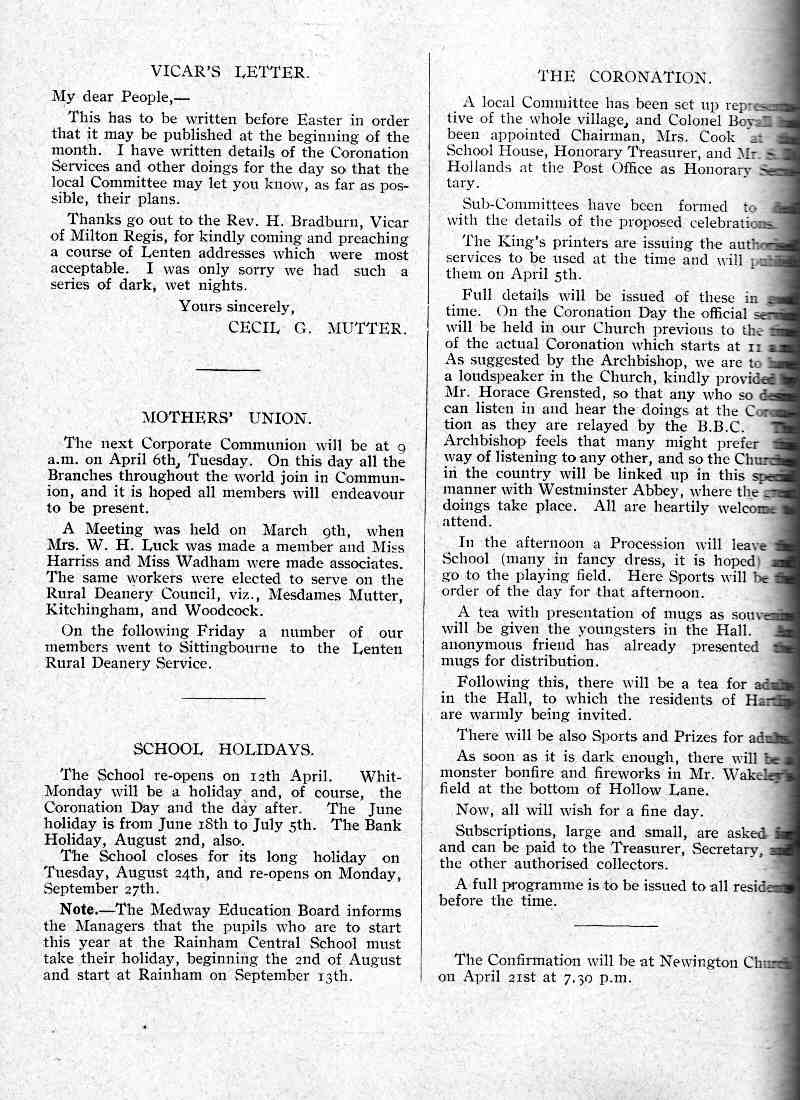 Parish Magazine page number 2 for Apr 1937
