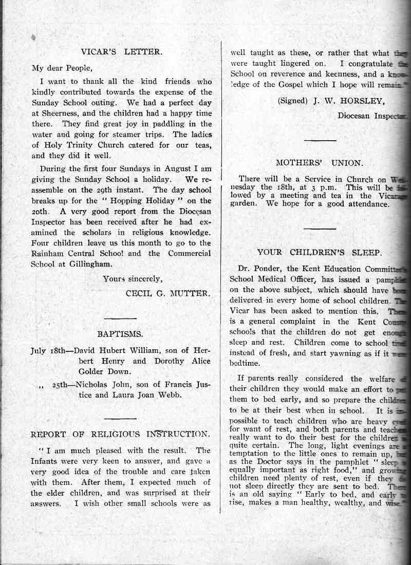 Parish Magazine page number 2 for Aug 1937