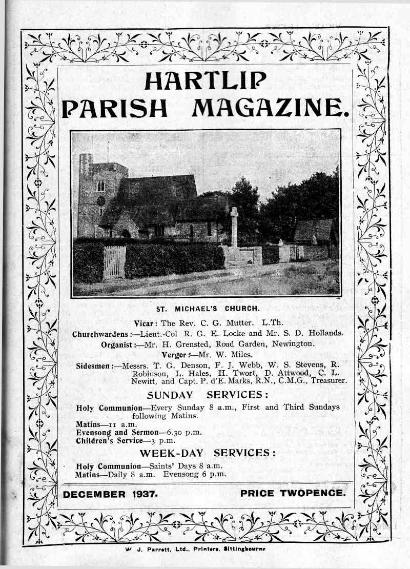 Parish Magazine page number 1 for Dec 1937