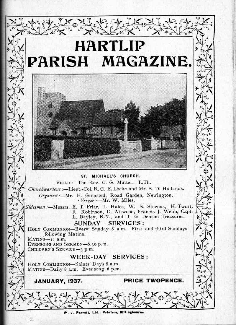 Parish Magazine page number 1 for Jan 1937