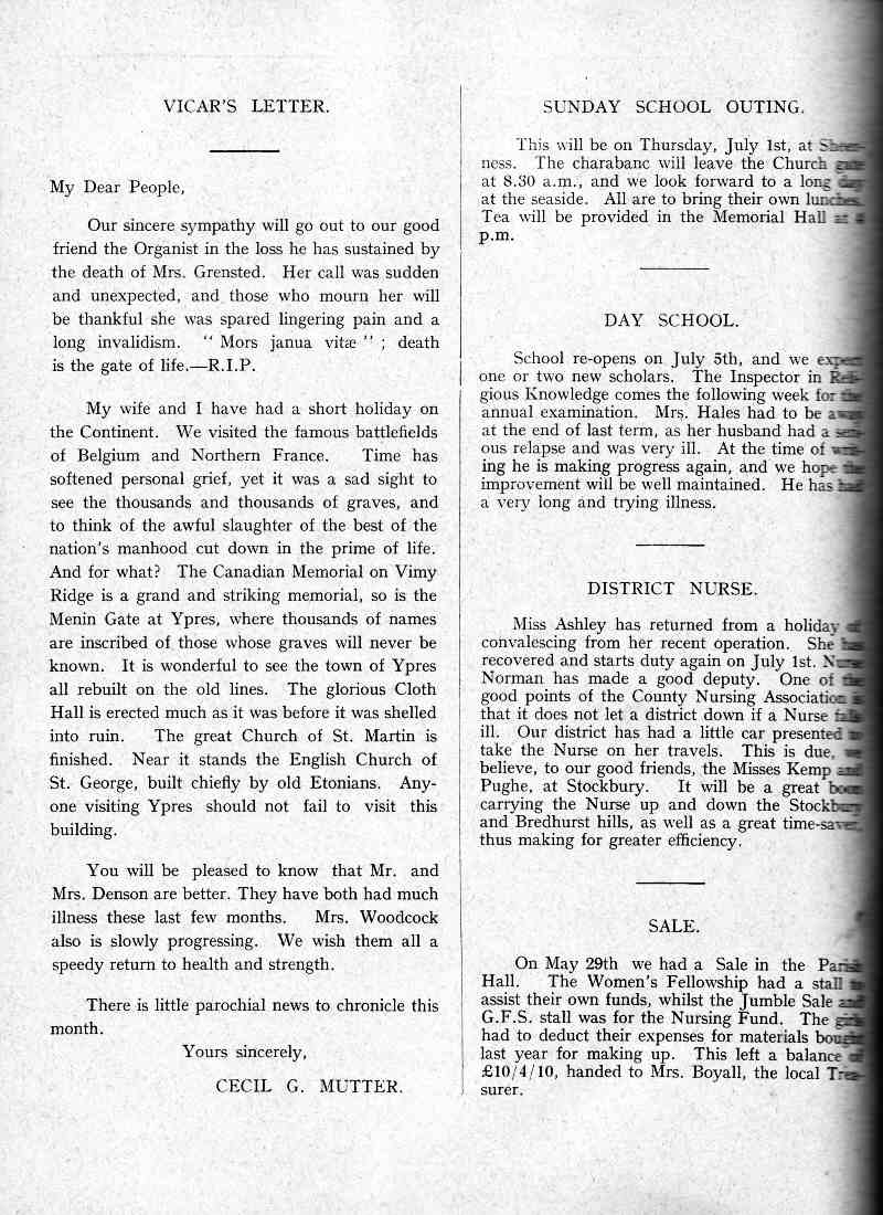 Parish Magazine page number 2 for Jul 1937