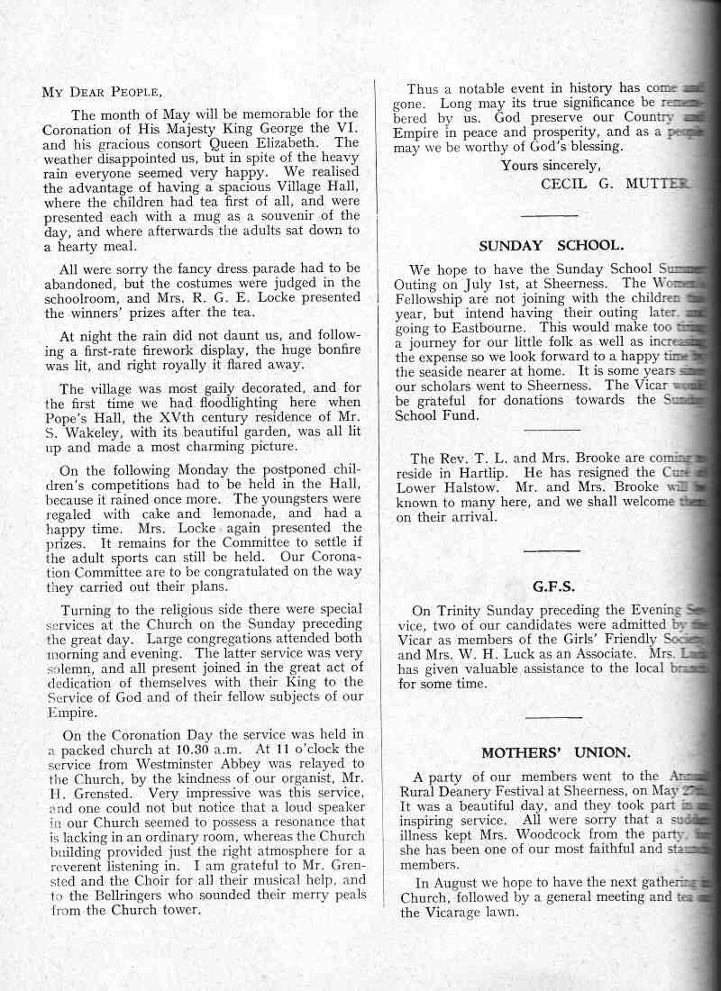 Parish Magazine page number 2 for Jun 1937