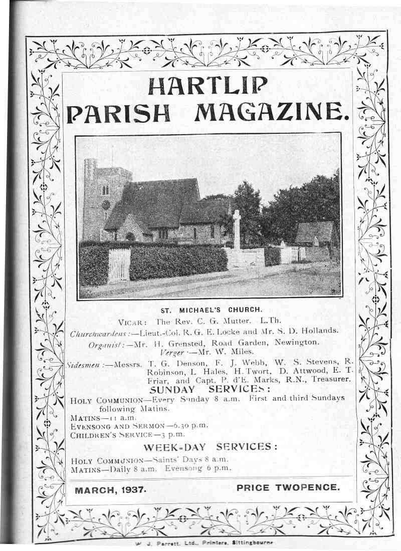 Parish Magazine page number 1 for Mar 1937