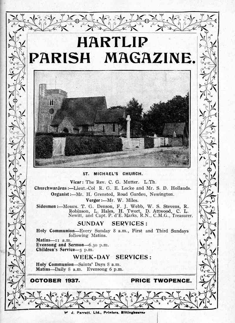 Parish Magazine page number 1 for Oct 1937