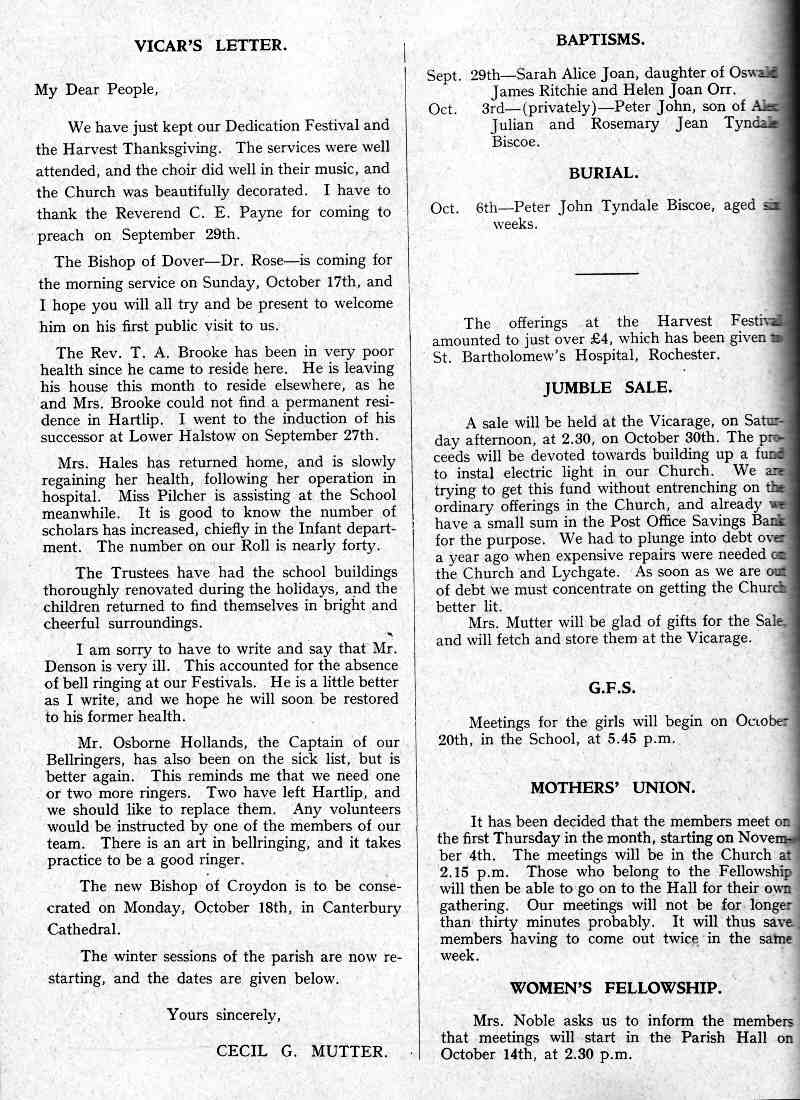 Parish Magazine page number 2 for Oct 1937
