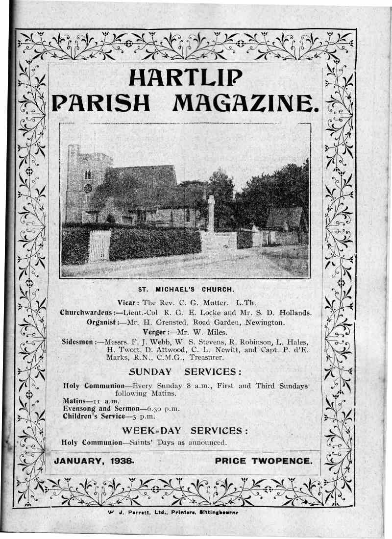 Parish Magazine page number 1 for Jan 1938