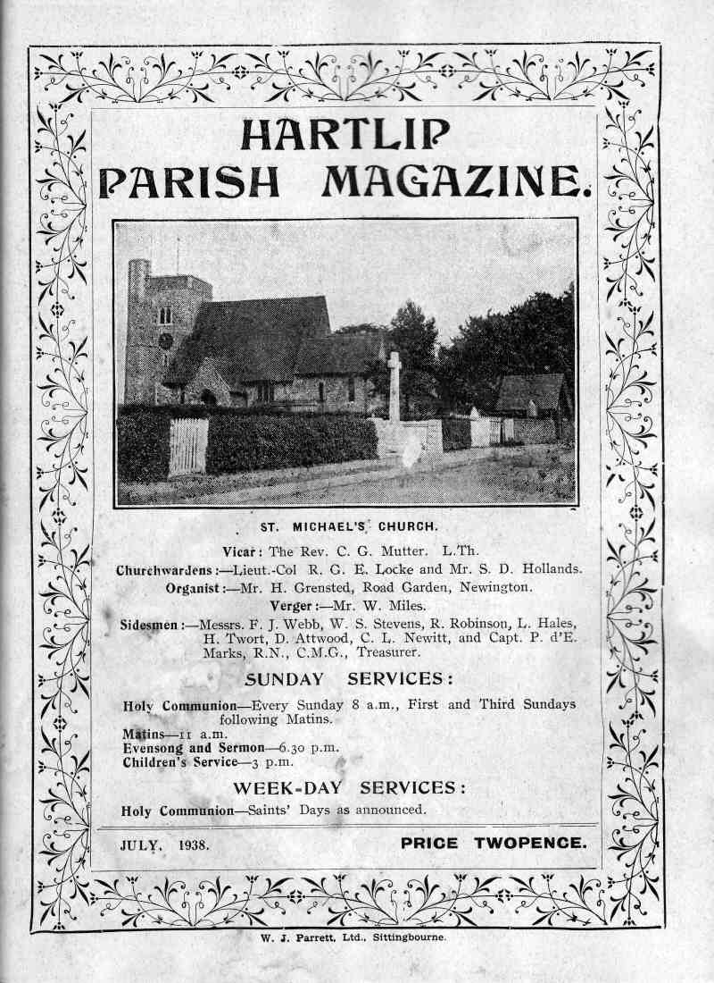 Parish Magazine page number 1 for Jul 1938