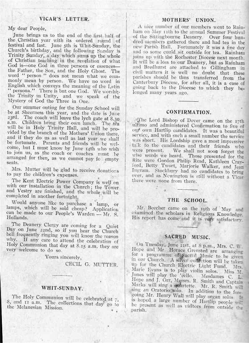 Parish Magazine page number 2 for Jun 1938