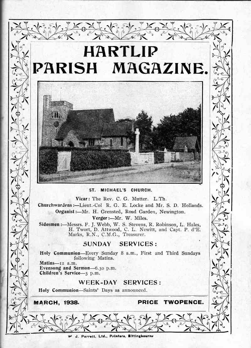 Parish Magazine page number 1 for Mar 1938