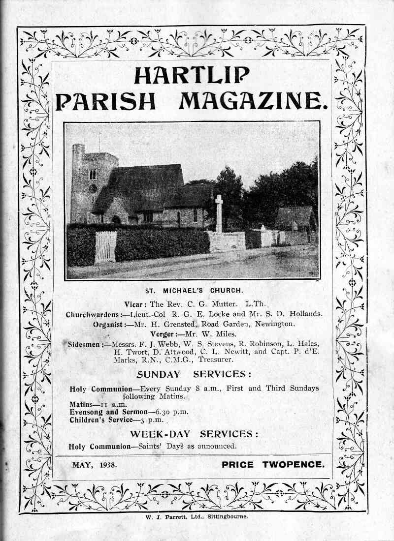 Parish Magazine page number 1 for May 1938
