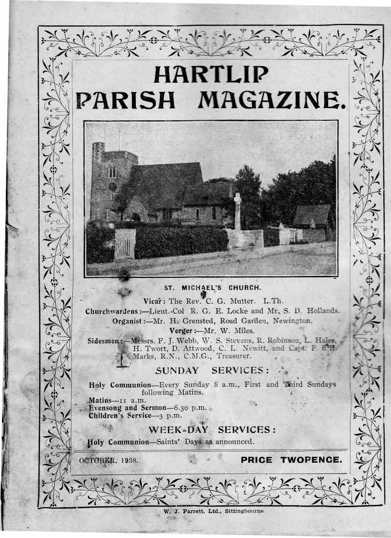 Parish Magazine page number 1 for Oct 1938