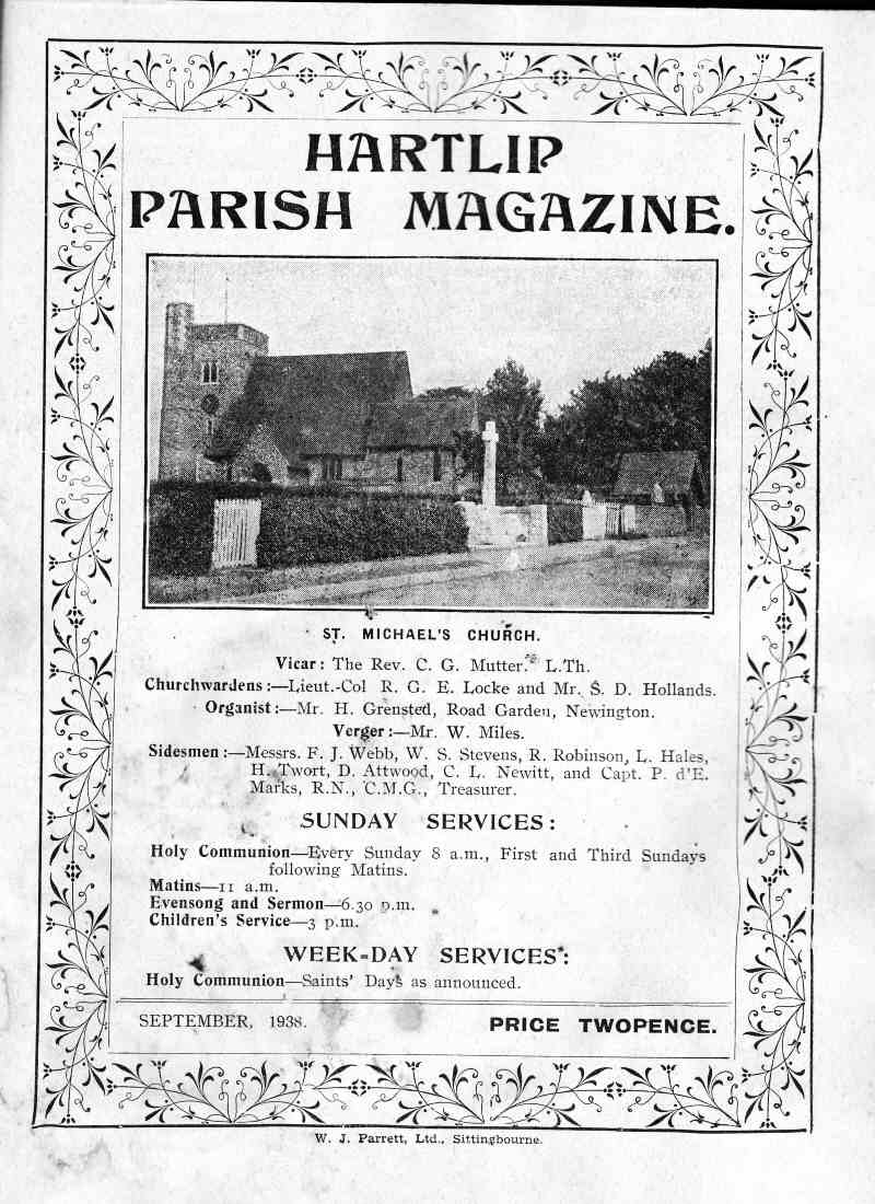 Parish Magazine page number 1 for Sep 1938