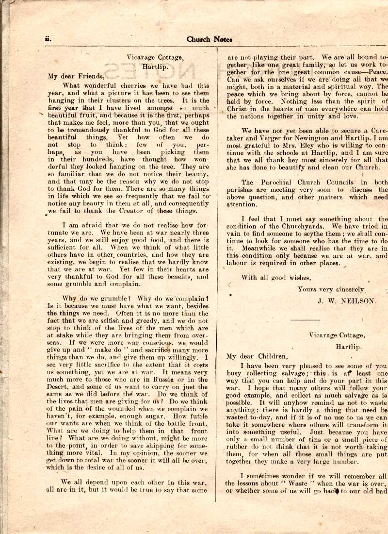 Parish Magazine page number 2 for Aug 1942