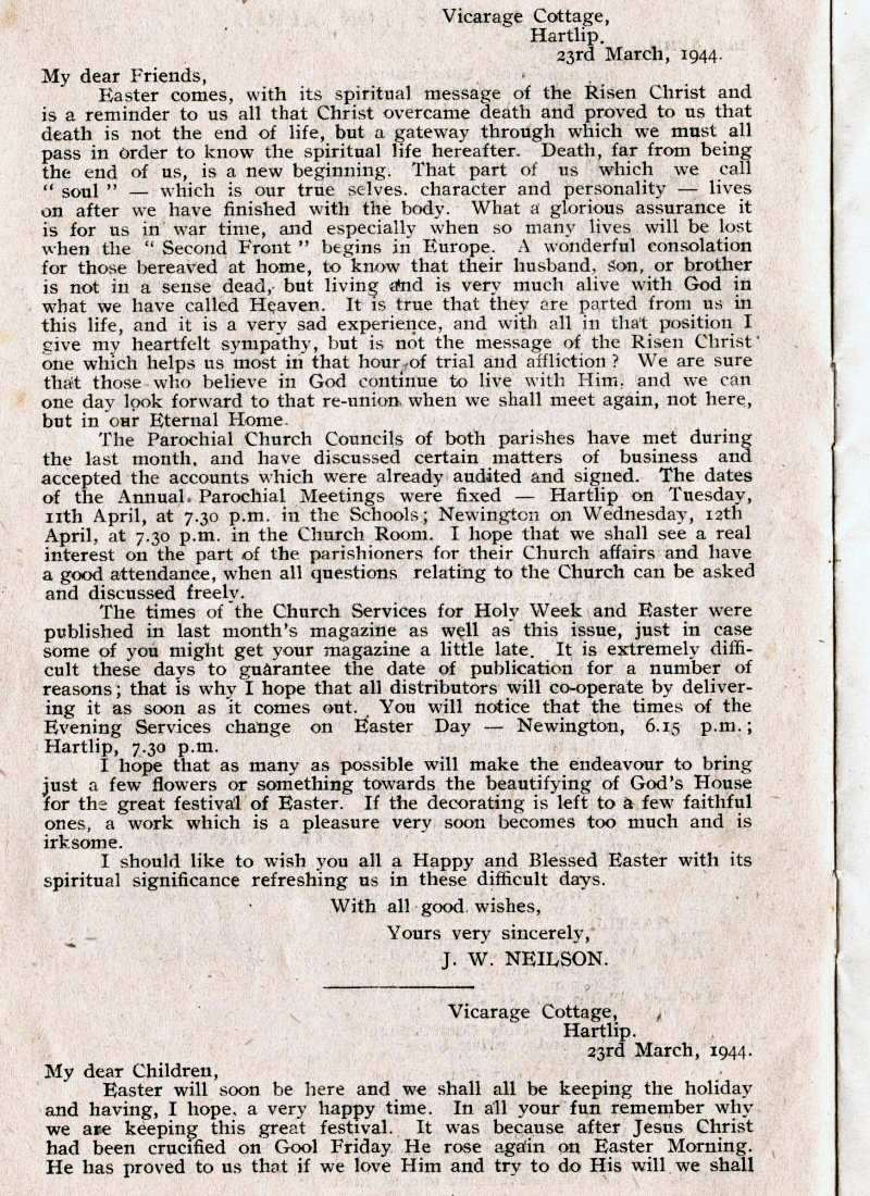 Parish Magazine page number 2 for Apr 1944