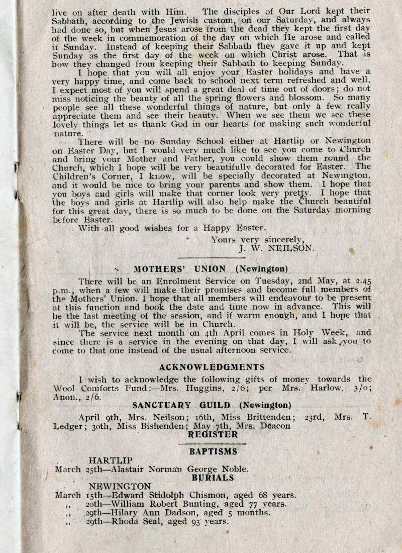 Parish Magazine page number 3 for Apr 1944