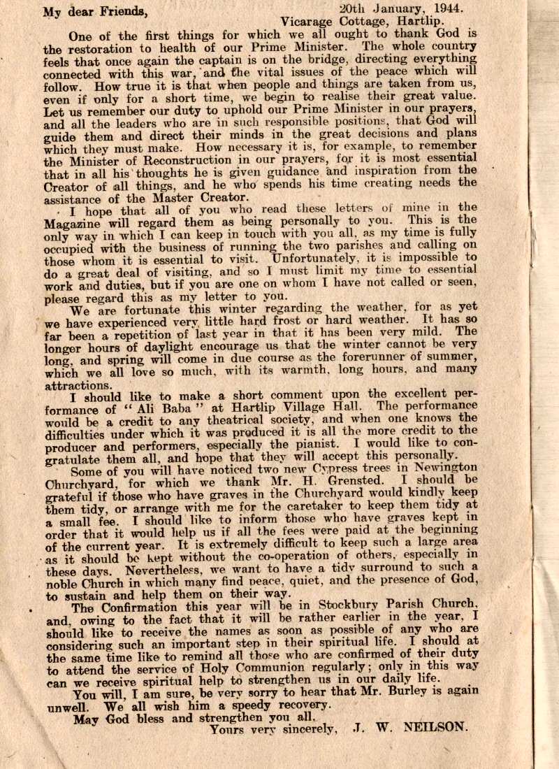 Parish Magazine page number 2 for Feb 1944