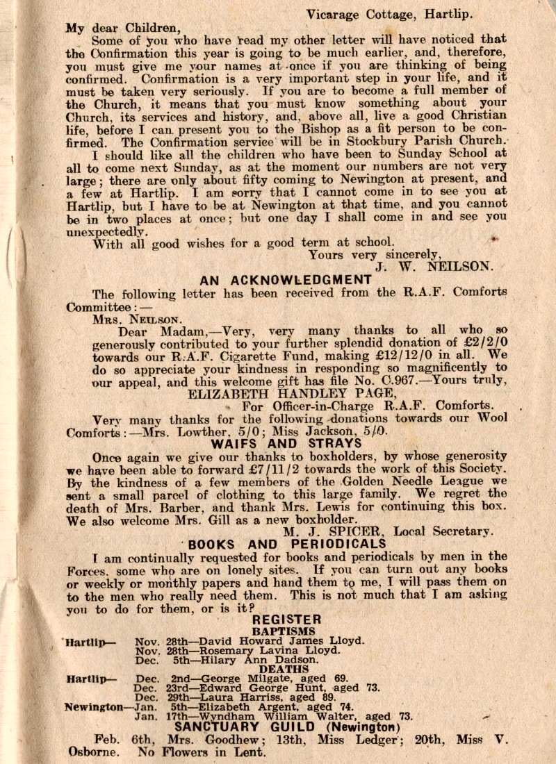 Parish Magazine page number 3 for Feb 1944