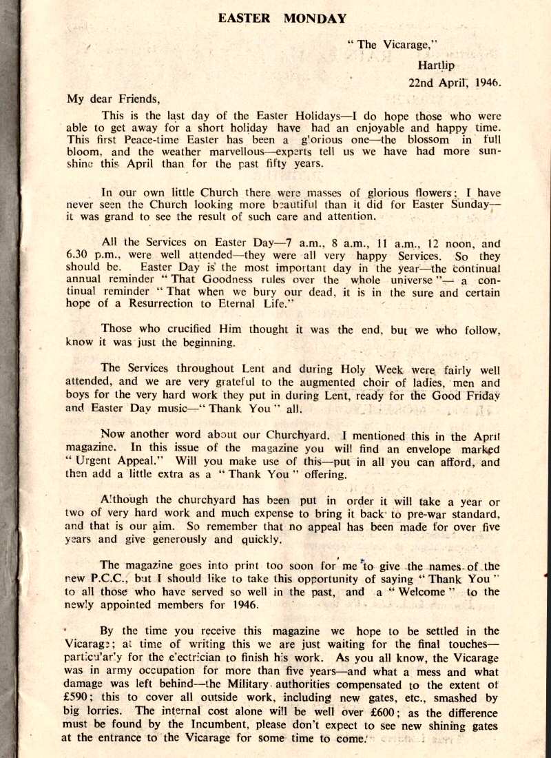 Parish Magazine page number 2 for May 1946