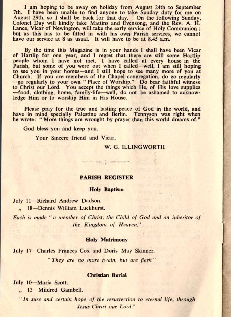 Parish Magazine page number 3 for Aug 1948