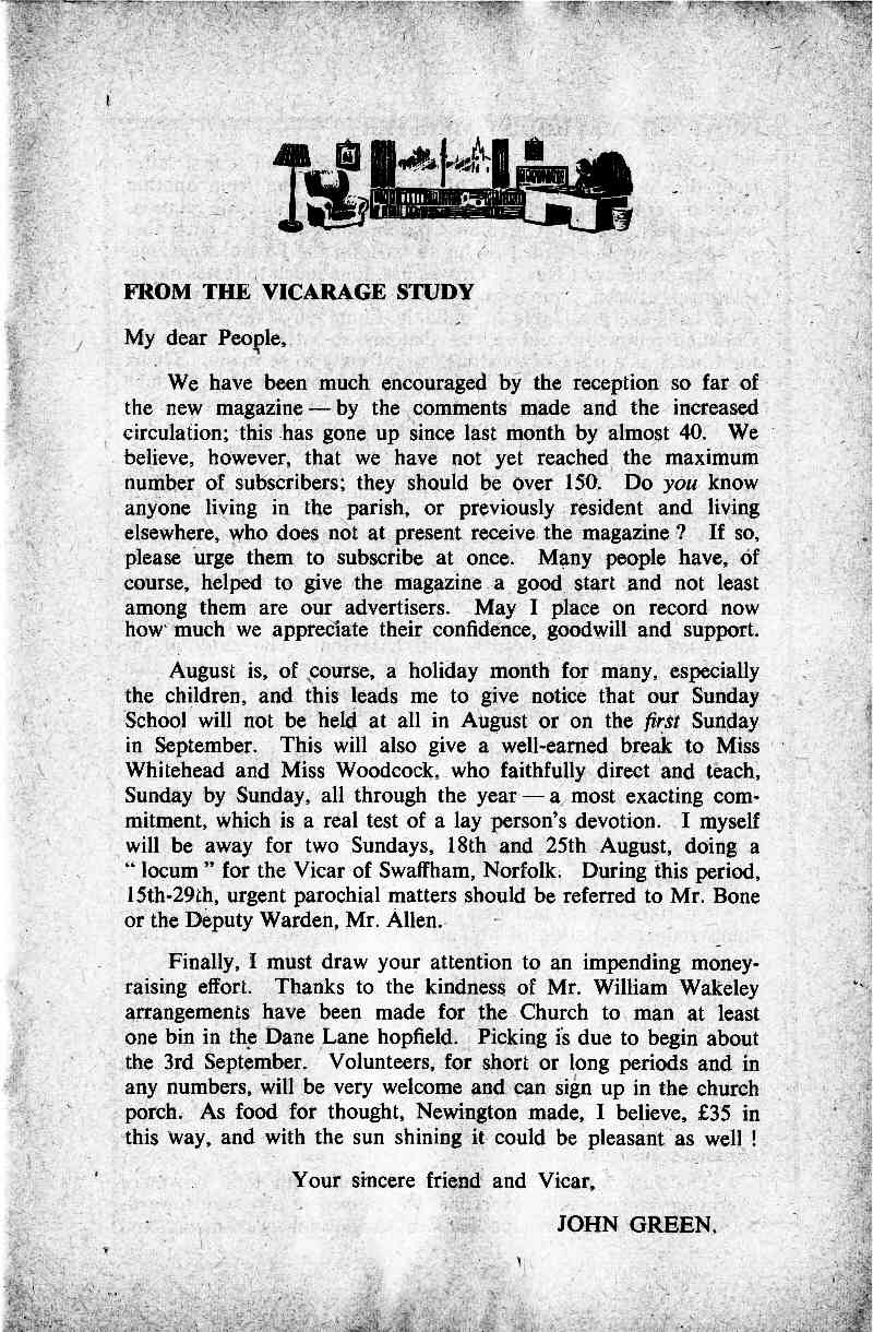 Parish Magazine page number 3 for Aug 1963