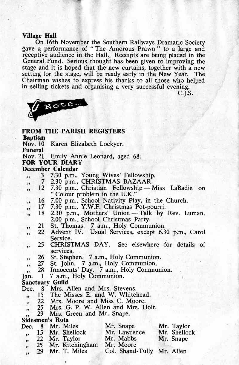 Parish Magazine page number 7 for Dec 1963