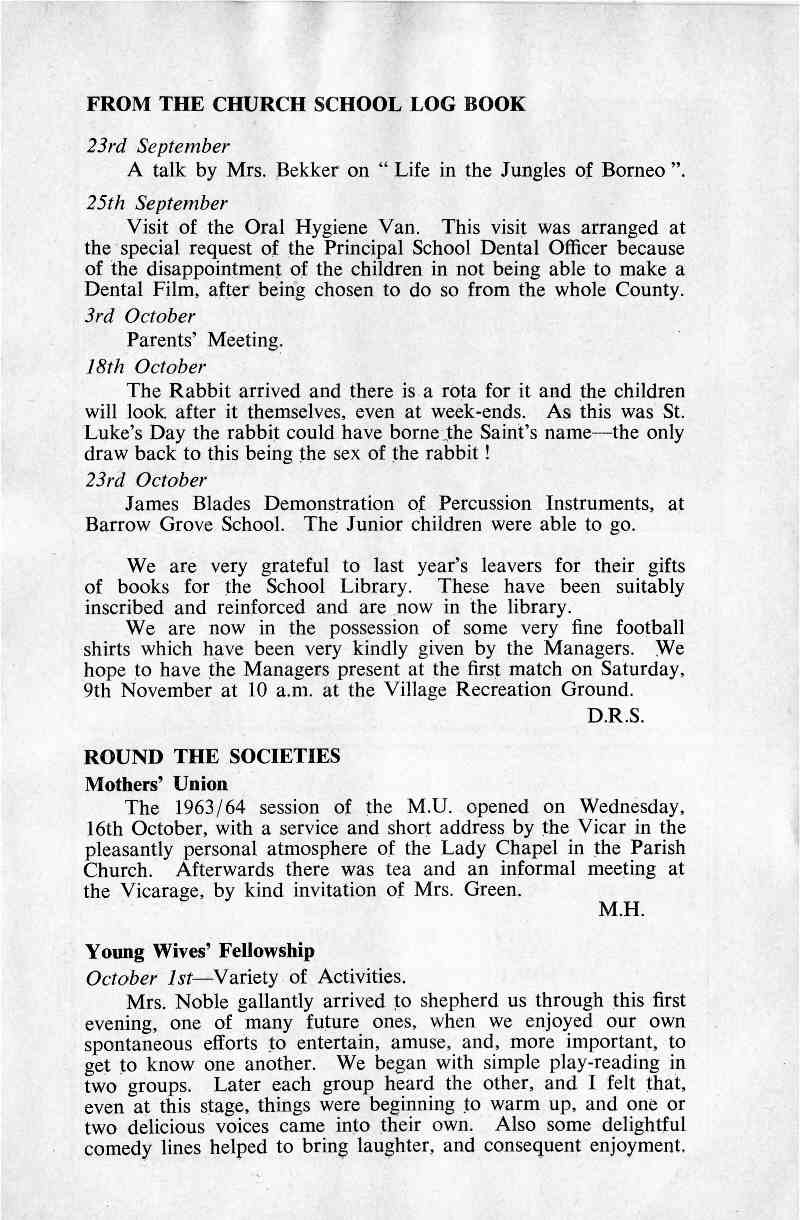 Parish Magazine page number 5 for Nov 1963