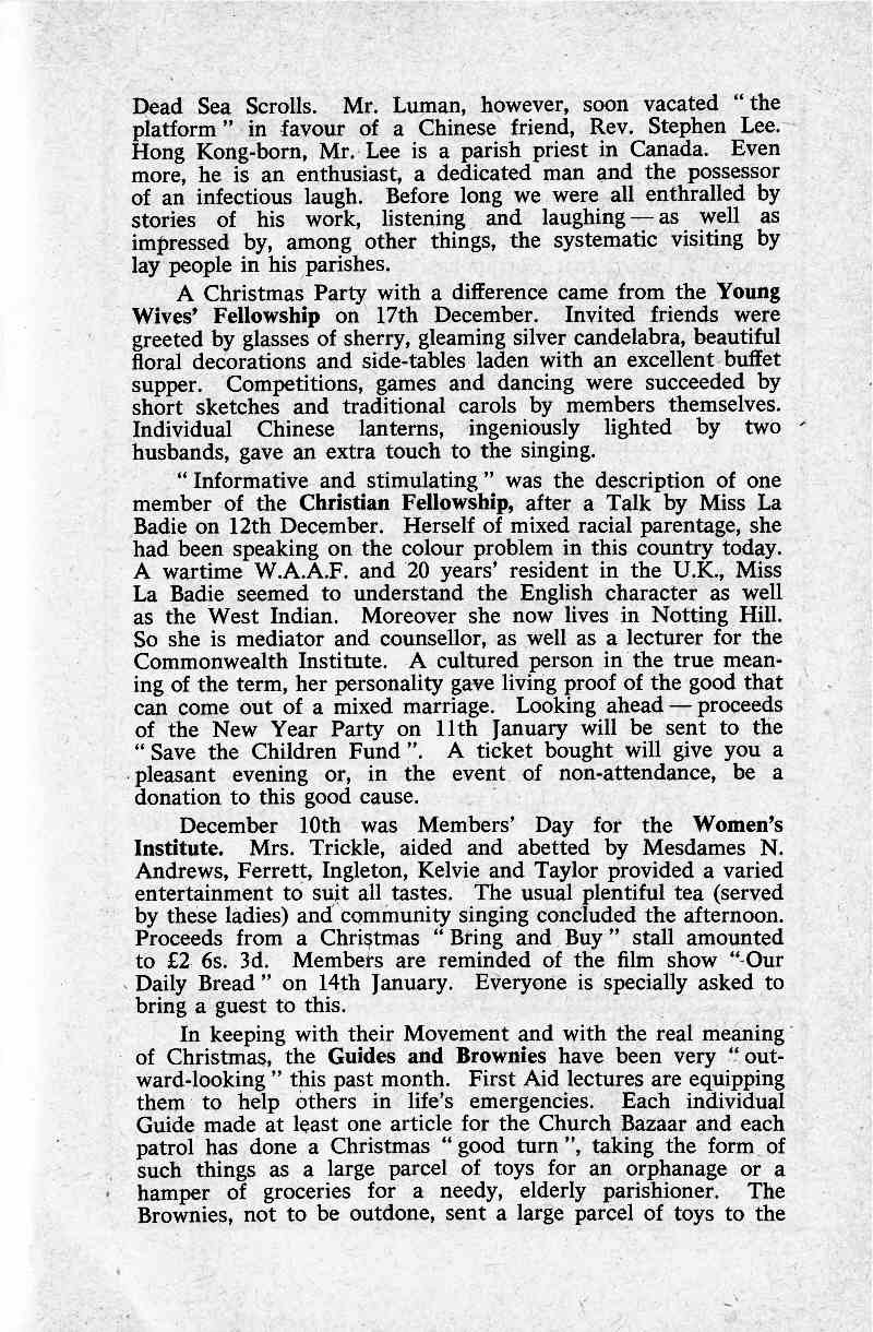 Parish Magazine page number 6 for Jan 1964