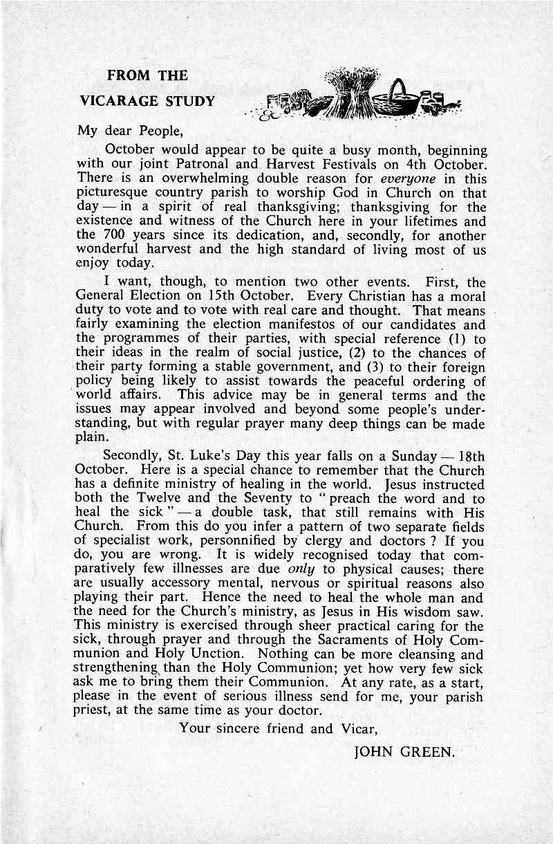Parish Magazine page number 3 for Oct 1964
