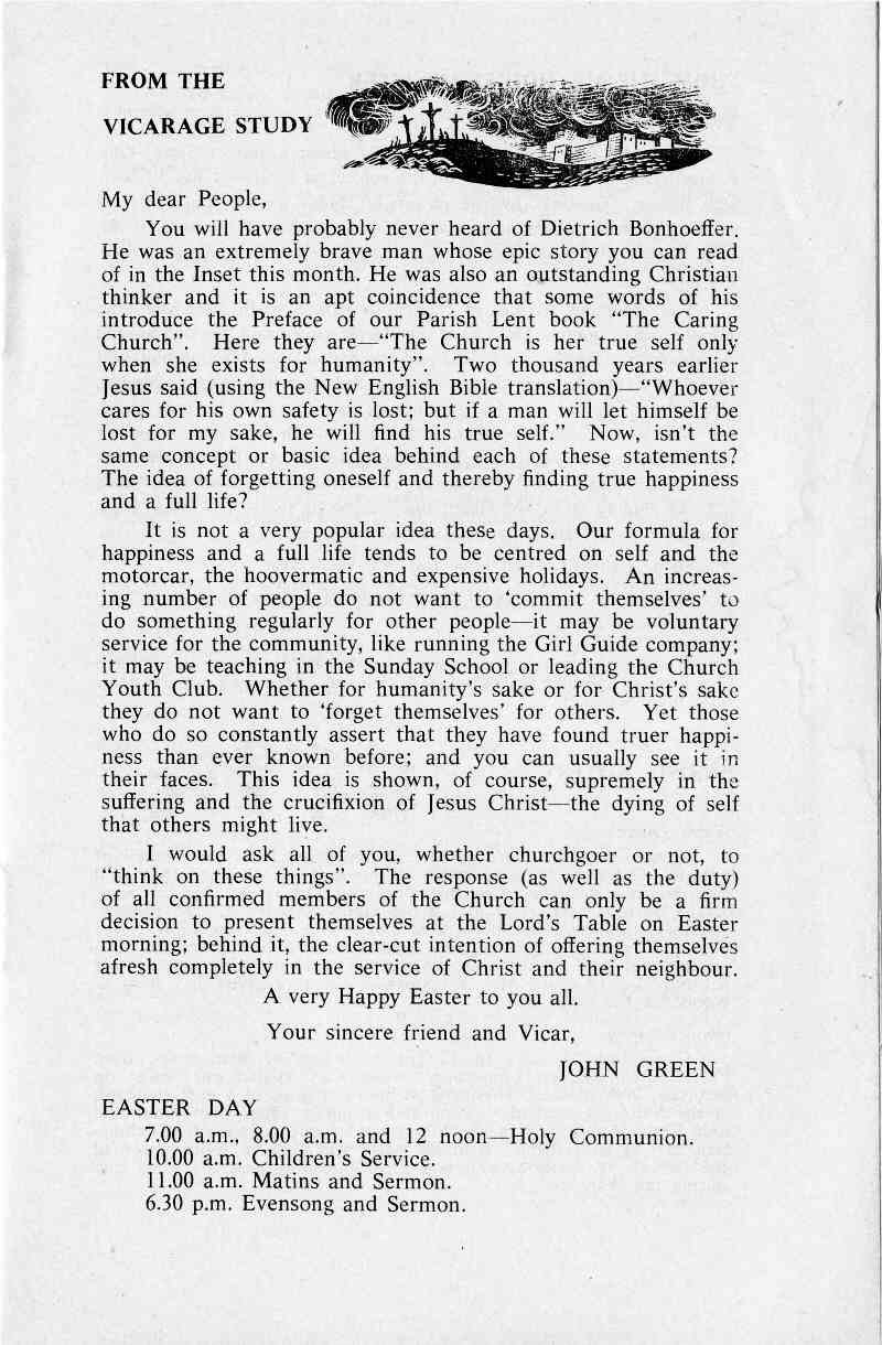 Parish Magazine page number 3 for Apr 1965