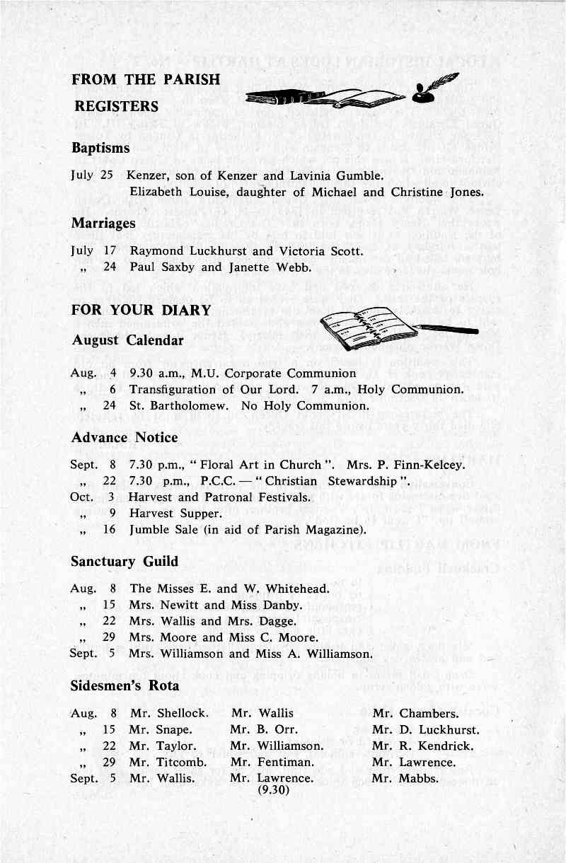 Parish Magazine page number 8 for Aug 1965