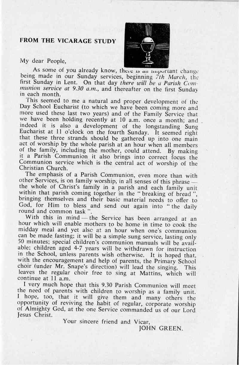 Parish Magazine page number 3 for Mar 1965