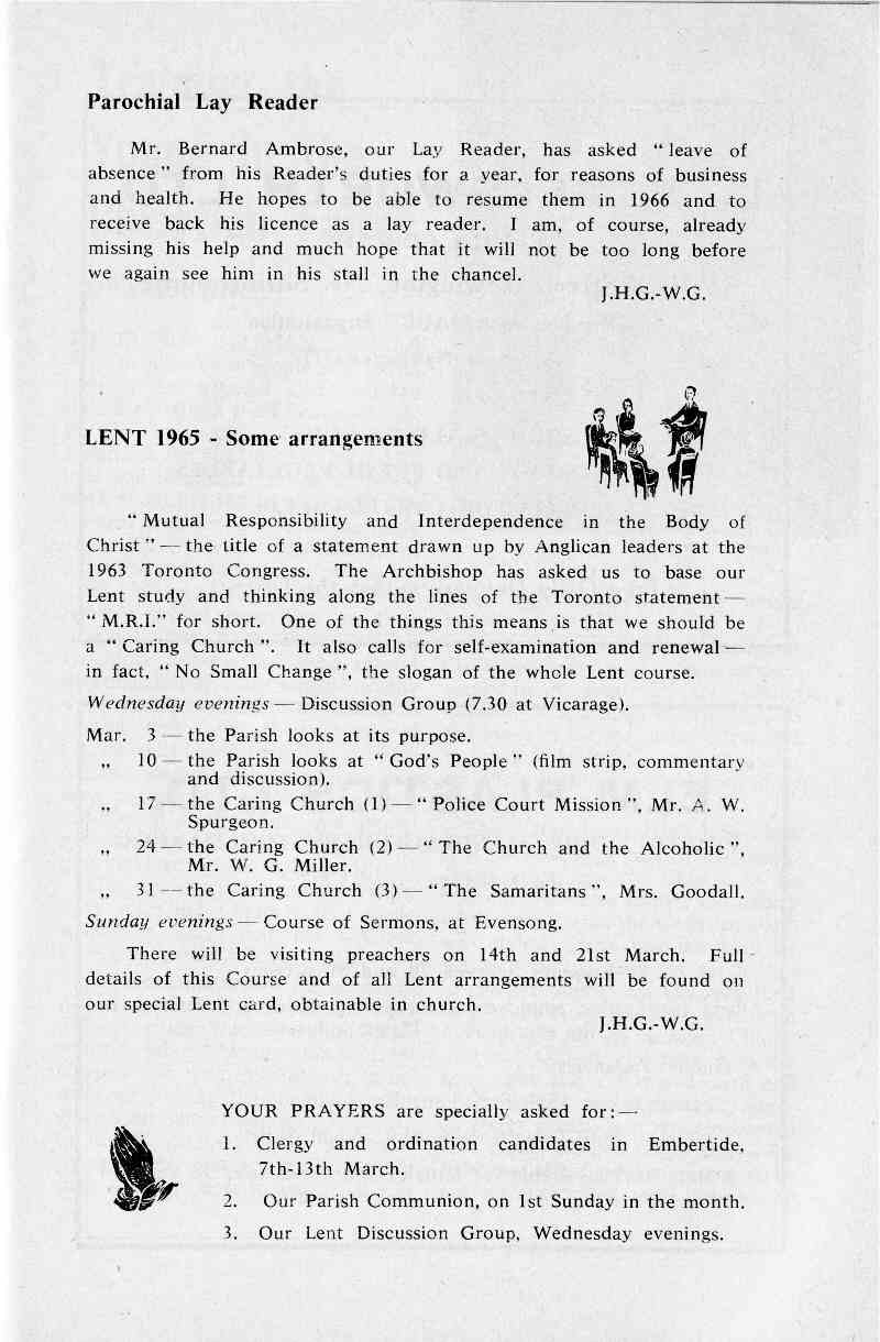 Parish Magazine page number 5 for Mar 1965