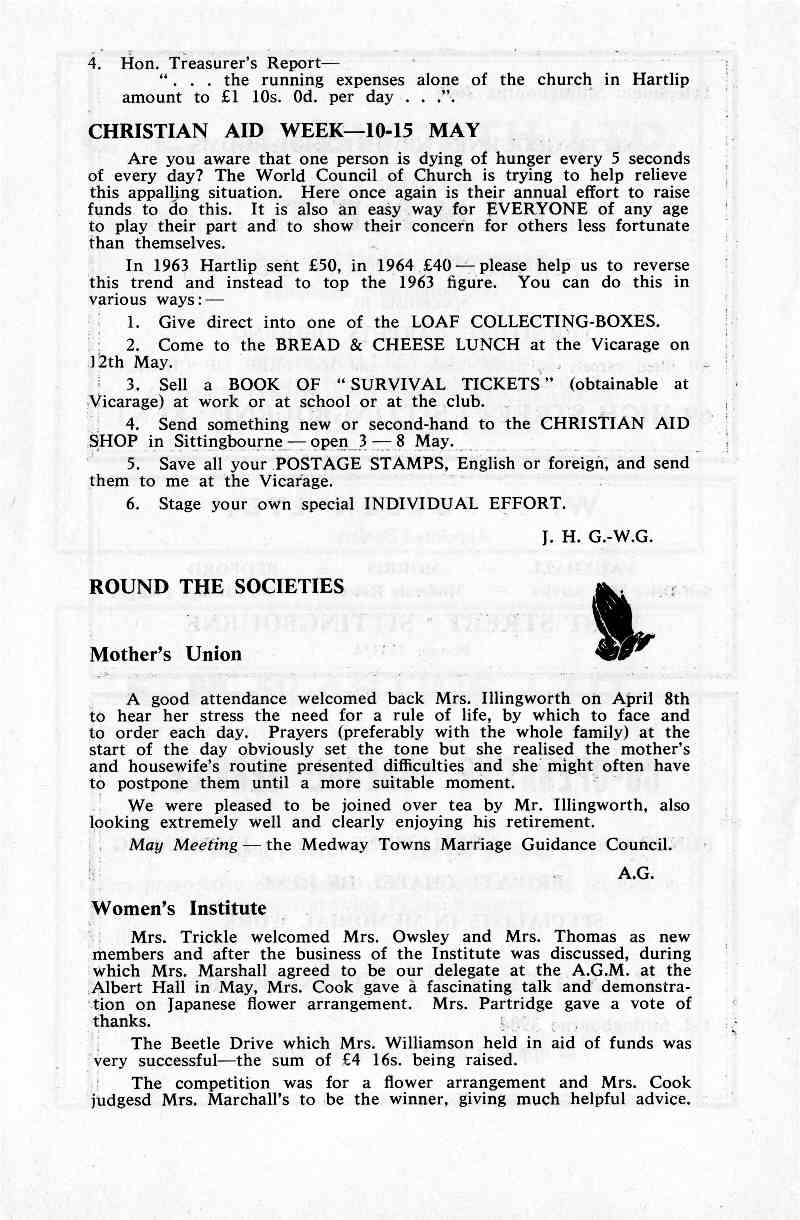 Parish Magazine page number 6 for May 1965