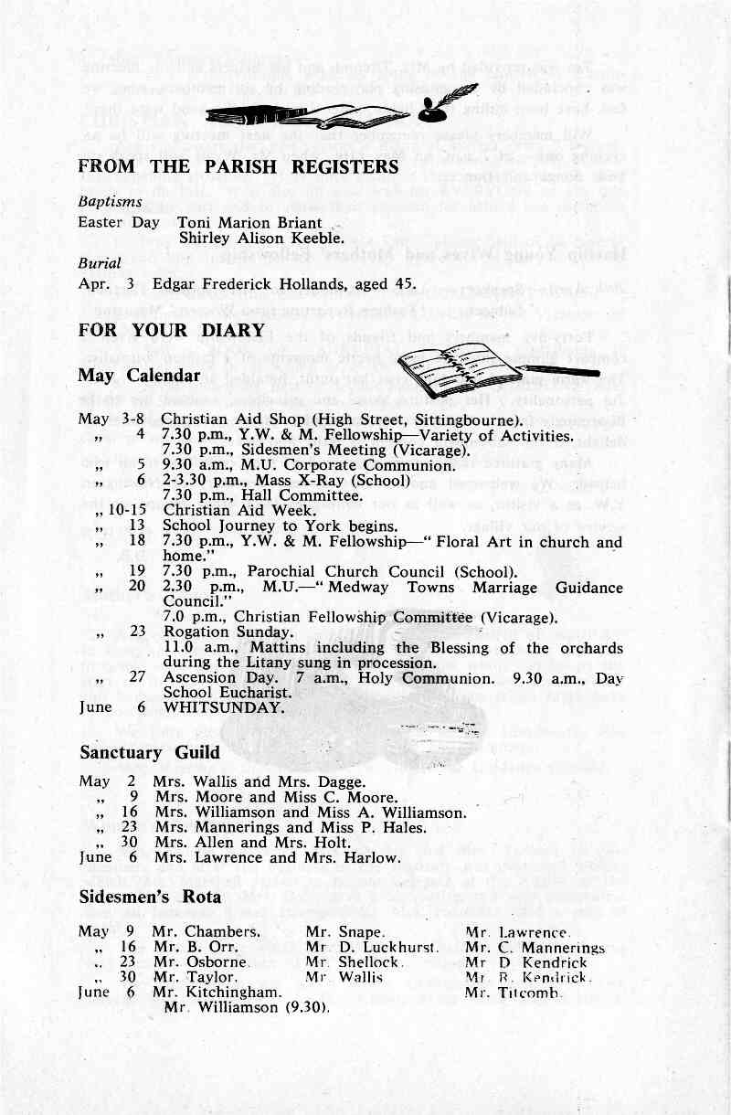 Parish Magazine page number 8 for May 1965