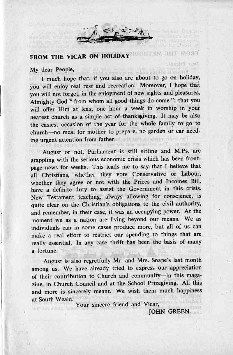 Parish Magazine page number 3 for Aug 1966