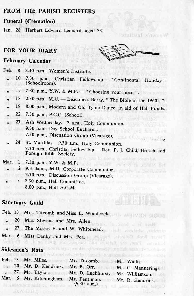 Parish Magazine page number 8 for Feb 1966