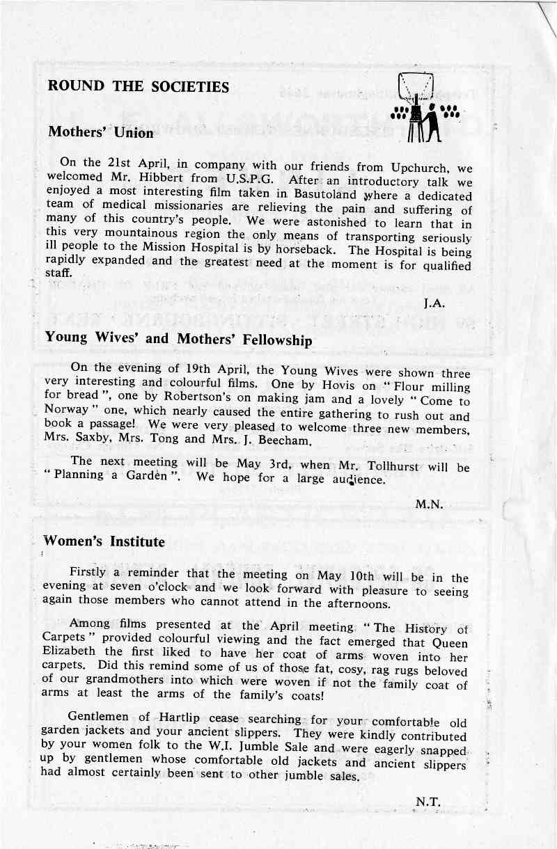 Parish Magazine page number 6 for May 1966