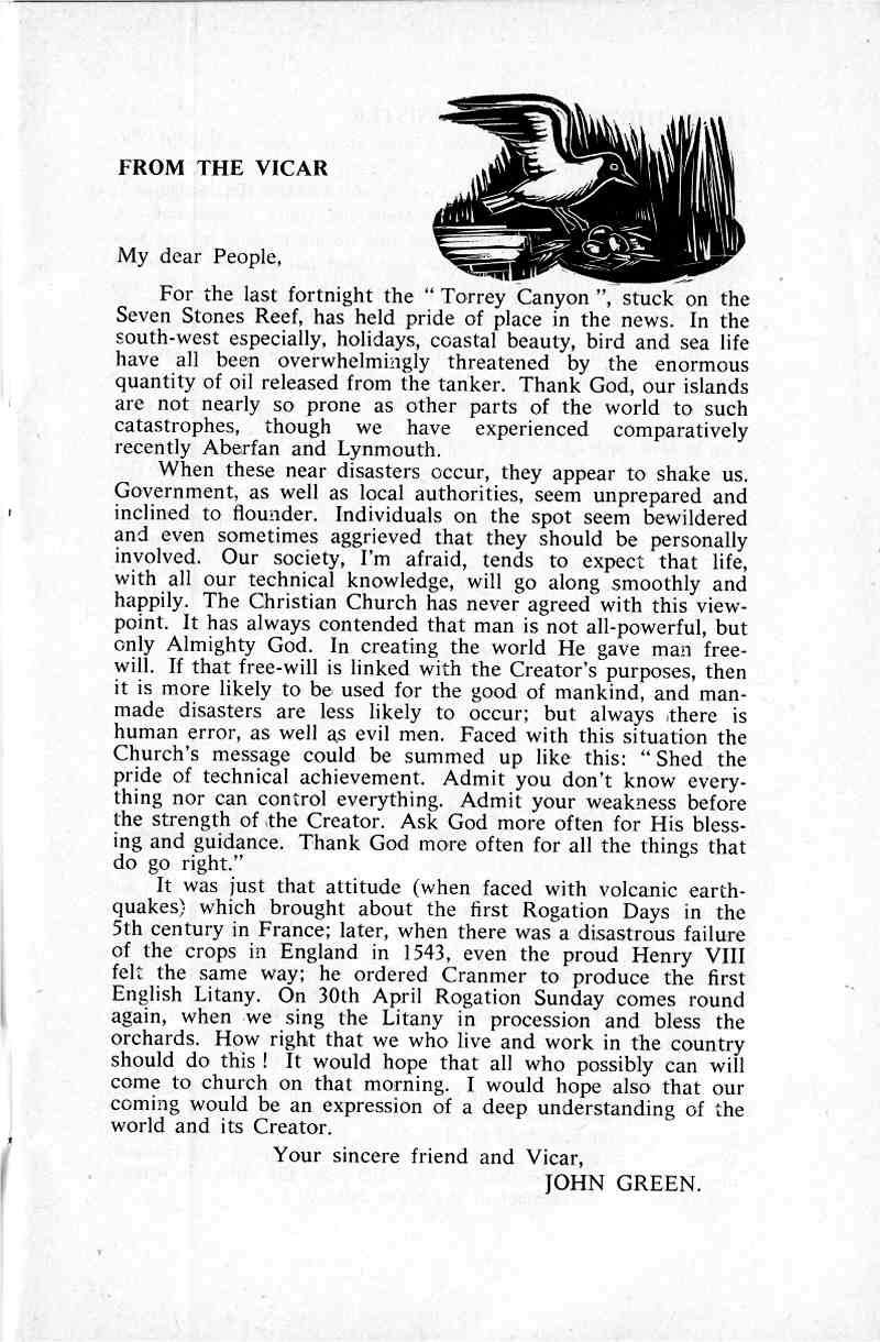 Parish Magazine page number 3 for Apr 1967