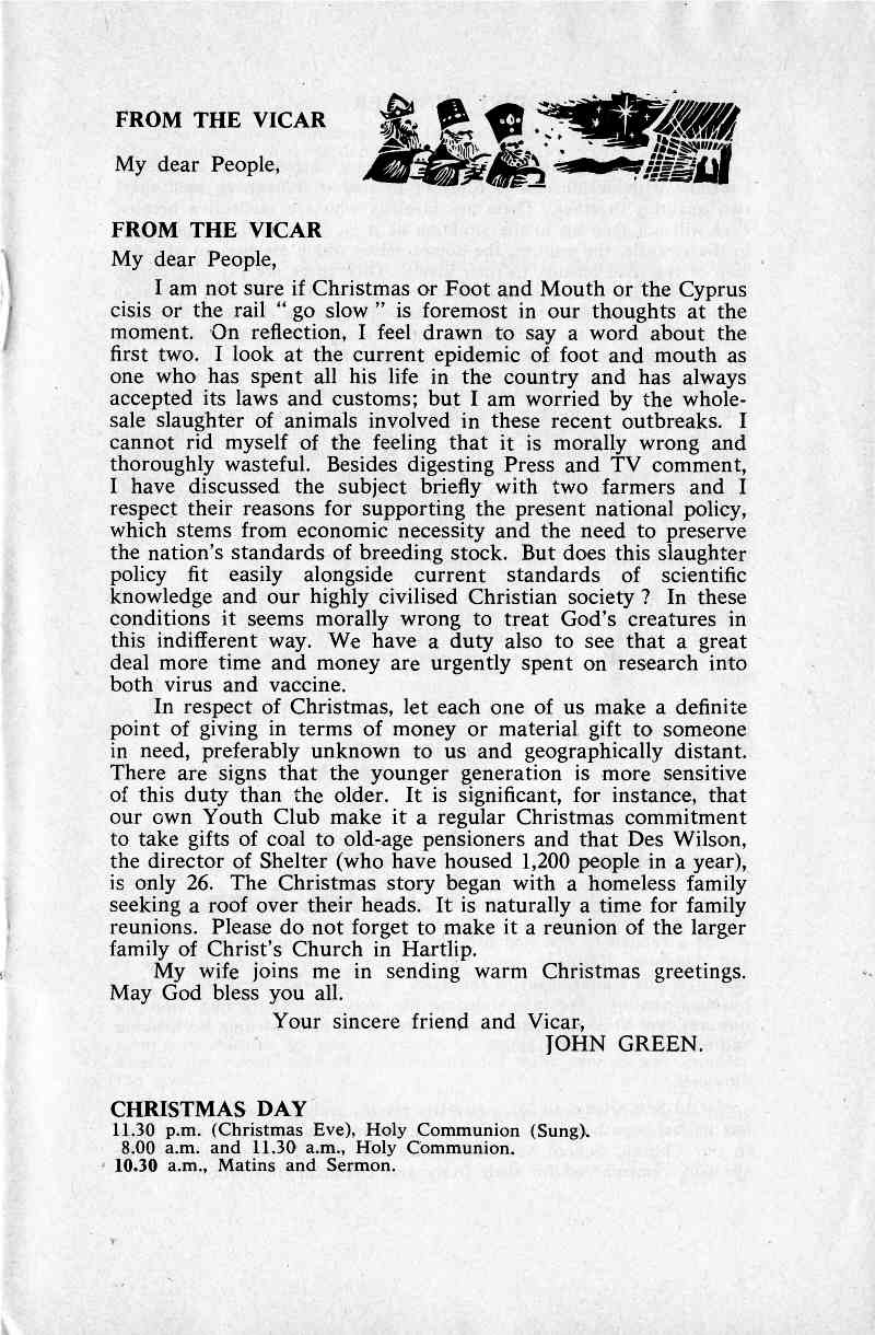 Parish Magazine page number 3 for Dec 1967