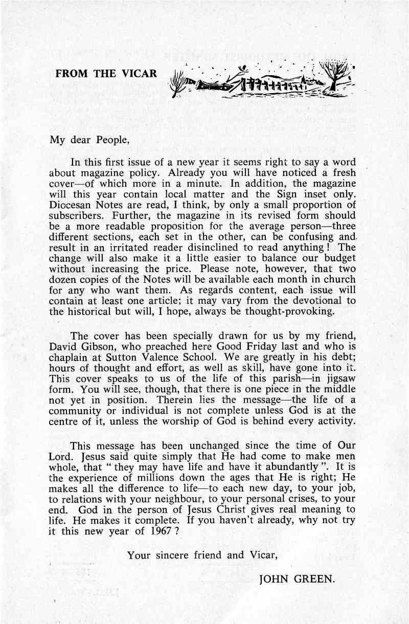 Parish Magazine page number 3 for Jan 1967